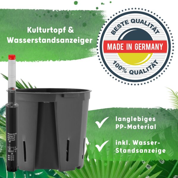 LENI ATLAS Hydrokultur-Topf-Set mit 2 x Pflanztopf ca. Ø 15 cm und Kulturtopf | matt glatt wasserdicht mit Dünger