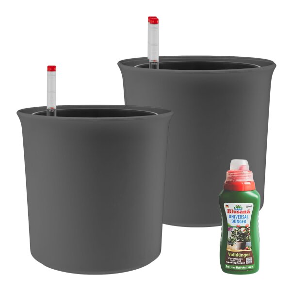 LENI ATLAS Hydrokultur-Topf-Set mit 2 x Pflanztopf ca. Ø 21 cm und Kulturtopf | matt glatt wasserdicht mit Dünger
