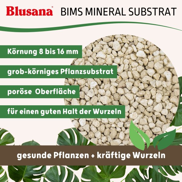 Blusana Bims 8-16mm 25 Liter Pflanzsubstrat mineralisches Vulkangestein Granulat Drainage Hydrokultur Zimmerpflanzen Balkon