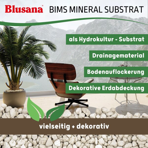 Blusana Bims 8-16mm 25 Liter Pflanzsubstrat mineralisches Vulkangestein Granulat Drainage Hydrokultur Zimmerpflanzen Balkon