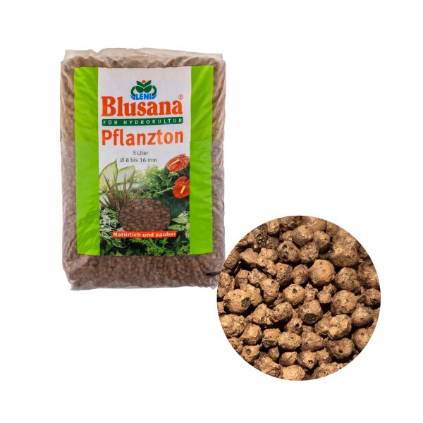 Blusana Pflanzton 5 Liter Blähton grobe Körnung 8-16mm | Hydrokultur Drainage Substrat | Erdbeimischung Pflanzgranulat