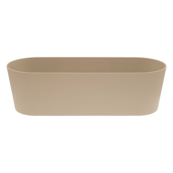 Leni Flori Jardiniere JA 50 Beige Pflanzkasten oval wasserdicht Übertopf Kunststoff matt Hydrokultur Balkon Terrasse